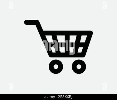 Icona Carrello della spesa. Commercio al dettaglio Negozio Trolley Acquista generi alimentari Vendita. Simbolo del segno bianco nero Illustrazione Illustrazione grafico Clipart vettore EPS Illustrazione Vettoriale