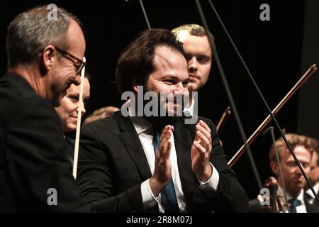 Ostrava, Repubblica Ceca. 21st giugno, 2023. La Norwegian radio Orchestra diretta da Petr Popelka si esibisce durante il Leos Janacek International Music Festival 2023 a Ostrava, Repubblica Ceca, il 21 giugno 2023. Credit: Jaroslav Ozana/CTK Photo/Alamy Live News Foto Stock