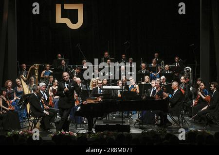 Ostrava, Repubblica Ceca. 21st giugno, 2023. La Norwegian radio Orchestra si esibisce durante il Leos Janacek International Music Festival 2023 a Ostrava, Repubblica Ceca, 21 giugno 2023. Credit: Jaroslav Ozana/CTK Photo/Alamy Live News Foto Stock