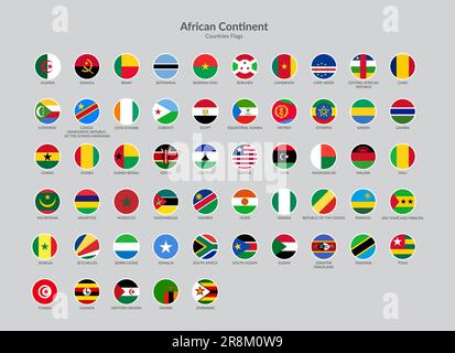Paesi africani continente icone bandiera collezione Illustrazione Vettoriale