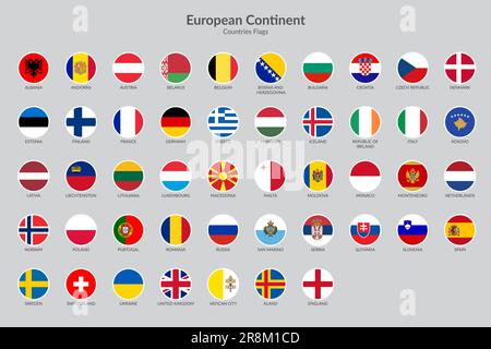 Collezione di icone delle bandiere dei paesi europei Illustrazione Vettoriale