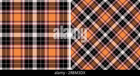 Motivo plaid controllo di fondo tartan senza cuciture con tessuto tessuto tessuto vettoriale set in colori oro. Illustrazione Vettoriale