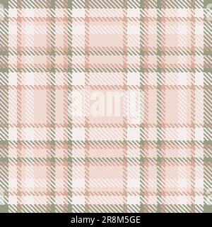 Texture tessile tartan di tessuto di fondo con motivo vettoriale senza cuciture in colori chiari e bianchi. Illustrazione Vettoriale