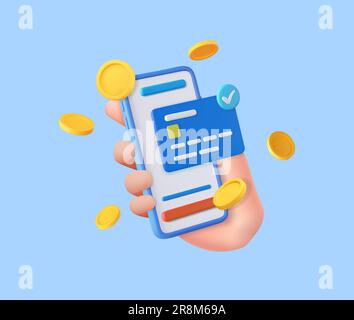 Telefono cellulare 3D con carta di credito Illustrazione Vettoriale