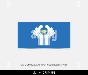 ICONA della bandiera rettangolo CIS-Commonwealth of Independent States con ombra. Illustrazione Vettoriale