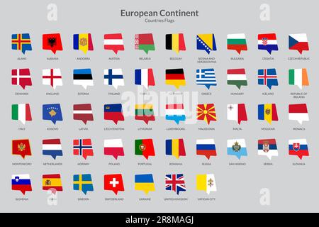 Collezione di icone delle bandiere dei paesi europei Illustrazione Vettoriale