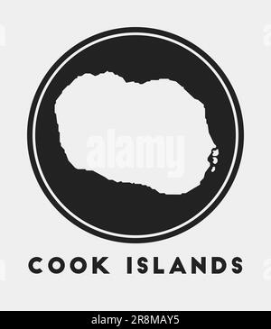 Icona Isole Cook. Logo rotondo con mappa dell'isola e titolo. Badge Cook Islands con mappa. Illustrazione vettoriale. Illustrazione Vettoriale