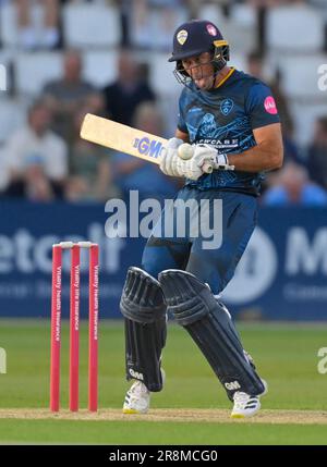 Northampton 21-Giugno 2023 : Wayne Madsen di Derbyshire Falcons durante il Vitality T20 Blast match tra Northamptonshire Steelbacks vs Derbyshire Falcons al County Ground Northampton Inghilterra . Foto Stock