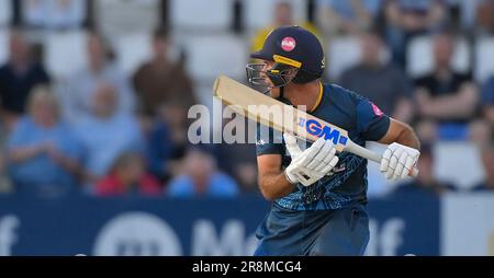 Northampton 21-Giugno 2023 : Wayne Madsen di Derbyshire Falcons durante il Vitality T20 Blast match tra Northamptonshire Steelbacks vs Derbyshire Falcons al County Ground Northampton Inghilterra . Foto Stock