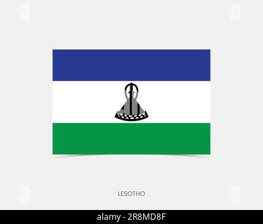 Icona della bandiera del rettangolo del Lesotho con l'ombra. Illustrazione Vettoriale