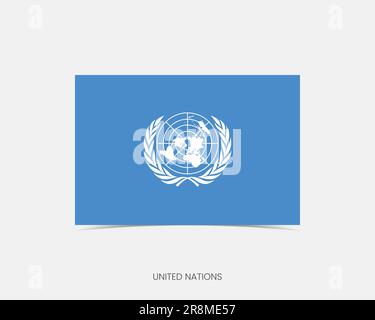Icona della bandiera rettangolare delle Nazioni Unite con ombra. Illustrazione Vettoriale