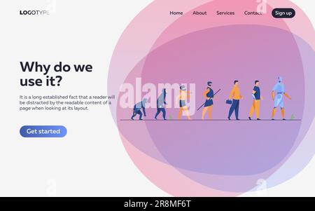 Evoluzione umana dalla scimmia al cyborg Illustrazione Vettoriale