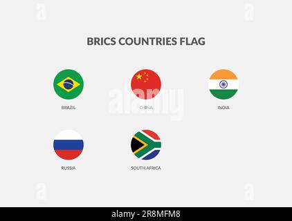 Raccolta delle icone delle bandiere dei paesi BRICS Illustrazione Vettoriale