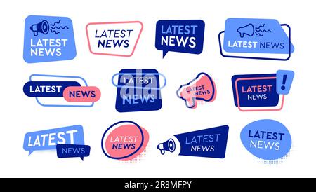 Ultime notizie etichette flat Icon Set Illustrazione Vettoriale