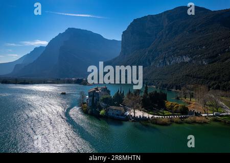 Castello di Toblino, Trentino, Italia. Cardinale Bernardo Clesio. castello medievale, europa Foto Stock