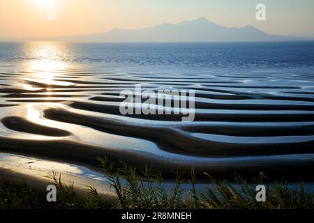 Costa di Mikoshiorai e tramonto Foto Stock