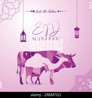 Vector eid al adha mubarak social media banner modello Illustrazione Vettoriale