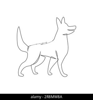 Cane una linea disegnata su sfondo bianco Illustrazione Vettoriale