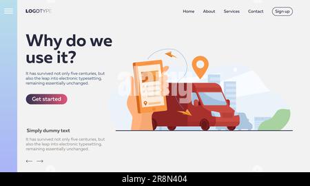 Cliente che utilizza l'app mobile per monitorare la consegna degli ordini Illustrazione Vettoriale