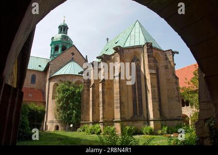 Cattedrale di Hildesheim, St Mary's, roseto di 1000 anni, Hildesheim, bassa Sassonia, Germania Foto Stock