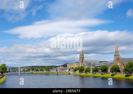 Inverness, River Ness, Highlands scozzesi, Scozia, Highlands Foto Stock