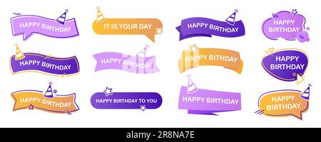 Buon set di lettere per il compleanno Illustrazione Vettoriale