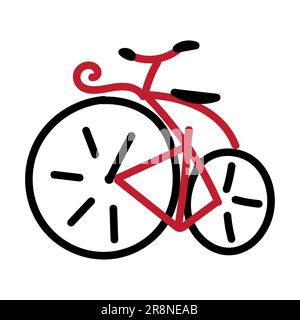 Icona della bicicletta vintage Vector disegnata a mano. Icona nera. Illustrazione vettoriale moderna del disegno del doodle Illustrazione Vettoriale