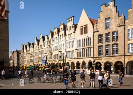 Case a Prinzipalmarkt, Muenster, Nord Reno-Westfalia, Germania. Haeuser am Prinzipalmarkt, Muenster, Nordrhein-Westfalen, Deutschland. Foto Stock