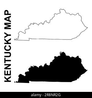Serie di mappe del Kentucky, stati uniti d'america. Illustrazione vettoriale a icone piatte . Illustrazione Vettoriale