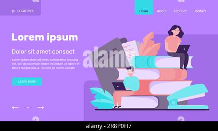 Persone focalizzate che studiano nella scuola online Illustrazione Vettoriale