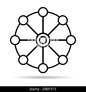 Icona di ombra di disegno digitale multicanale, simbolo di fotoricettore piatto omnichannel, illustrazione del vettore del Internet. Illustrazione Vettoriale