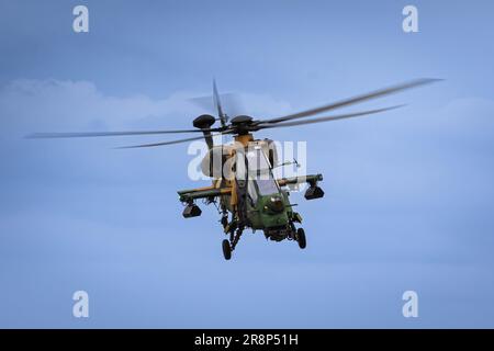 L'elicottero d'attacco T-129 ATAK, sviluppato dalla Turkish Aerospace Industries (TAI). Un aspetto spaventoso! Foto Stock