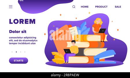 Persone focalizzate che studiano nella scuola online Illustrazione Vettoriale