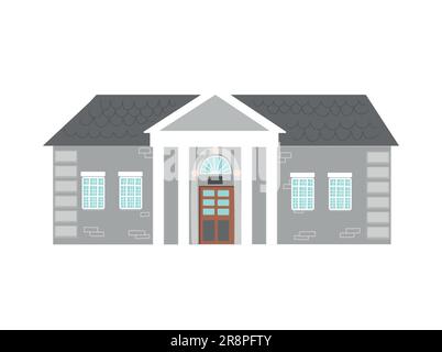 Icona degli esterni della casa. Edifici residenziali città architettura. Design casalinghi tradizionali. Oggetto immobiliare disegnato a mano con finestre, porte e piante. Illustrazione Vettoriale