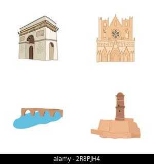 Vettore disegnato a mano famoso punto di riferimento francese. Isolato su sfondo bianco Illustrazione Vettoriale