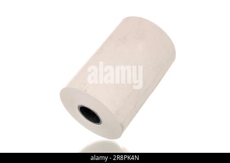Primo piano del rotolo di carta su una macchina calcolatrice per l'aggiunta  Foto stock - Alamy
