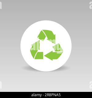 Icona del vettore di riciclo, simbolo ecologico verde rotondo Illustrazione Vettoriale