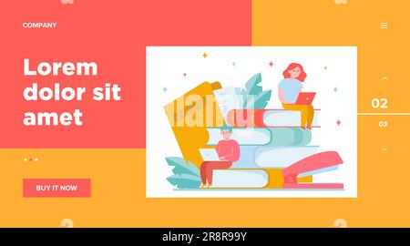 Persone focalizzate che studiano nella scuola online Illustrazione Vettoriale