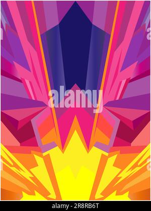 Abstract giallo viola forma lo sfondo geometrico dinamico. Razzi di decollo astratto sfondo dinamico Illustrazione Vettoriale