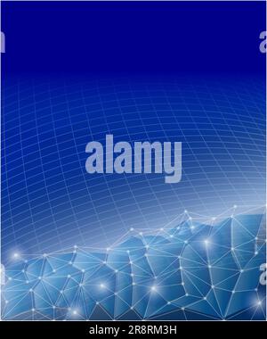Sfondo poligonale tecnico astratto blu con una copia dello spazio per il testo. Illustrazione Vettoriale