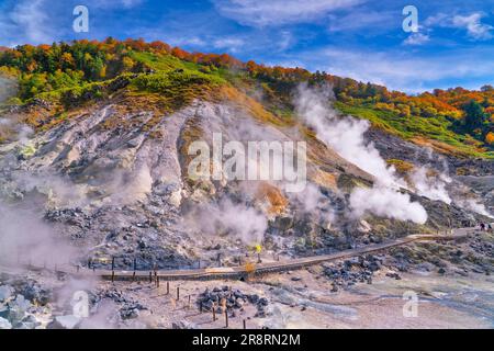 Le terme calde di Tamagawa in autunno Foto Stock