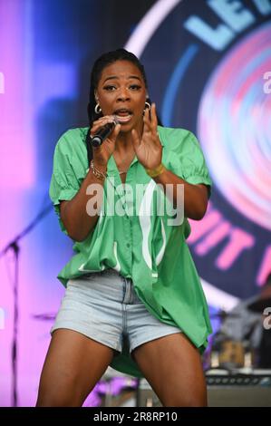 Livin Joy si esibisce al Lets Rock Leeds 80s Festival di Leeds. Foto Stock