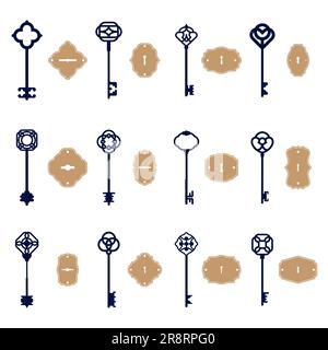 Set di chiavi e asole vintage Illustrazione Vettoriale