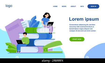 Persone focalizzate che studiano nella scuola online Illustrazione Vettoriale