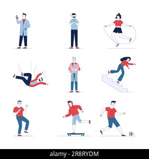 Grande insieme di varie persone cartoni animati Illustrazione Vettoriale