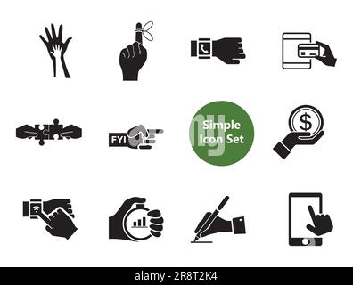 Set di icone di mani Illustrazione Vettoriale