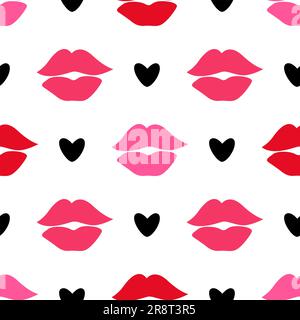 Labbra e cuori pattern vettoriale senza cuciture Foto Stock