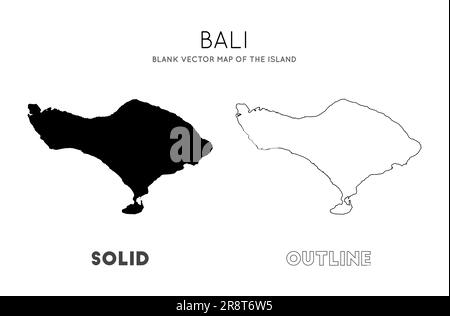 Mappa di Bali. Mappa vettoriale vuota dell'isola. Confini di Bali per la tua infografica. Illustrazione vettoriale. Illustrazione Vettoriale