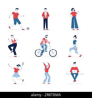 Collezione elegante di diverse persone cartoni animati Illustrazione Vettoriale