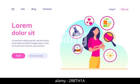 Donna triste senza volto che soffre di allergia Illustrazione Vettoriale